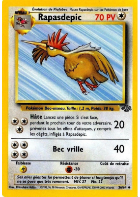 Carte Pokémon Rapasdepic 36/64 Peu commune Jungle (JCC)