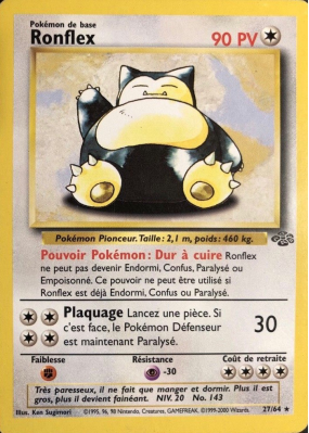 Carte Pokémon Ronflex 27/64 Rare Jungle (JCC)