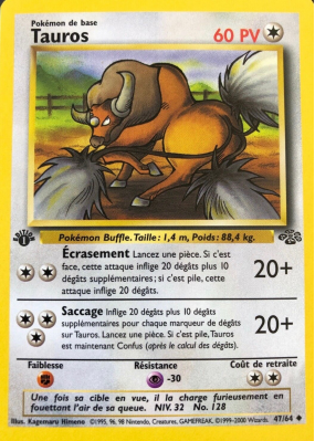 Carte Pokémon Tauros 47/64 Peu commune Jungle (JCC)