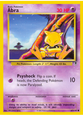 Carte Pokémon Abra 67/110 Commune Legendary Collection