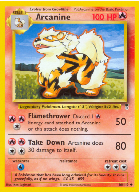 Carte Pokémon Arcanine 36/110 Peu commune Legendary Collection
