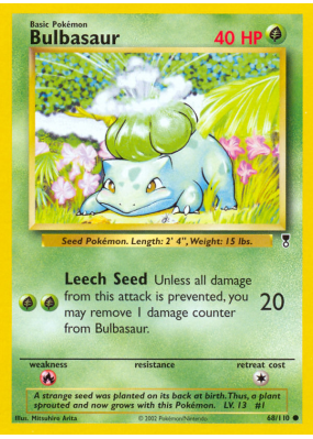 Carte Pokémon Bulbasaur 68/110 Commune Legendary Collection