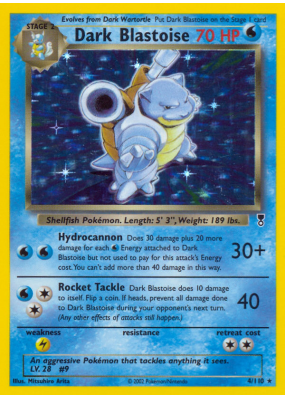 Carte Pokémon Dark Blastoise 4/110 Holographique Legendary Collection