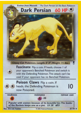 Carte Pokémon Dark Persian 6/110 Holographique Legendary Collection