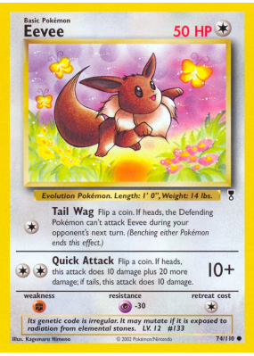 Carte Pokémon Eevee 74/110 Commune Legendary Collection
