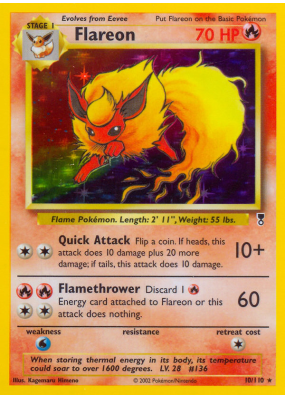 Carte Pokémon Flareon 10/110 Holographique Legendary Collection