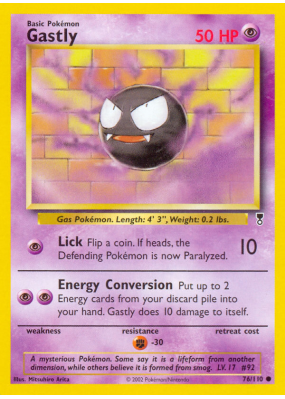 Carte Pokémon Gastly 76/110 Commune Legendary Collection