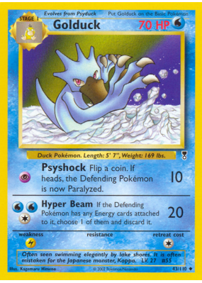 Carte Pokémon Golduck 43/110 Peu commune Legendary Collection