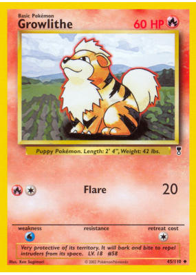 Carte Pokémon Growlithe 45/110 Peu commune Legendary Collection