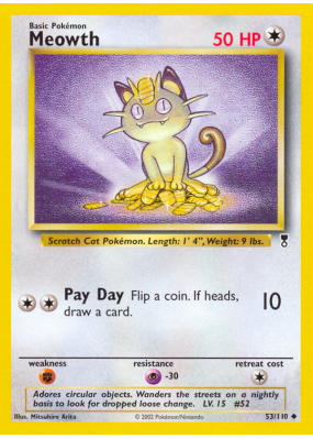 Carte Pokémon Meowth 53/110 Peu commune Legendary Collection