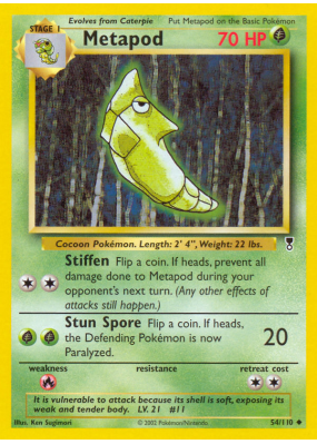 Carte Pokémon Metapod 54/110 Peu commune Legendary Collection