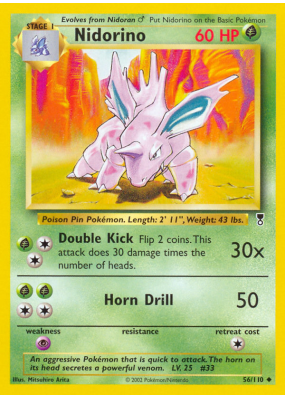 Carte Pokémon Nidorino 56/110 Peu commune Legendary Collection