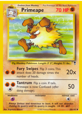 Carte Pokémon Primeape 59/110 Peu commune Legendary Collection