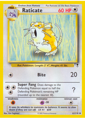 Carte Pokémon Raticate 61/110 Peu commune Legendary Collection