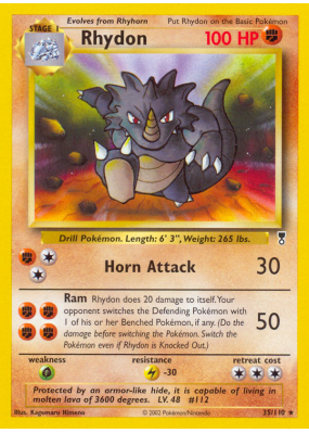 Carte Pokémon Rhydon 35/110 Rare Legendary Collection