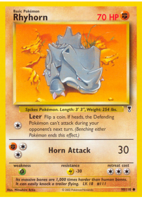 Carte Pokémon Rhyhorn 90/110 Commune Legendary Collection