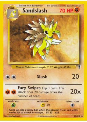 Carte Pokémon Sandslash 62/110 Peu commune Legendary Collection