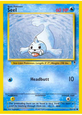 Carte Pokémon Seel 92/110 Commune Legendary Collection