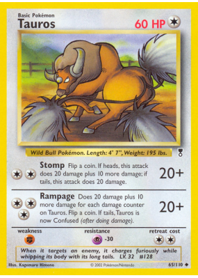 Carte Pokémon Tauros 65/110 Peu commune Legendary Collection