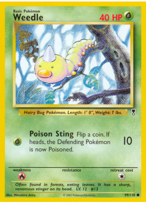 Carte Pokémon Weedle 99/110 Commune Legendary Collection