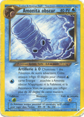 Carte Pokémon Amonita obscur 37/105 Peu commune Neo Destiny