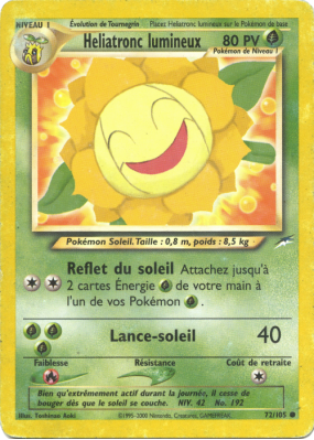 Carte Pokémon Heliatronc lumineux 72/105 Commune Neo Destiny
