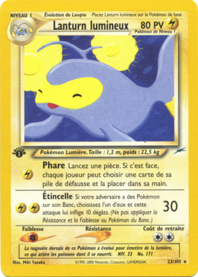 Carte Pokémon Lanturn lumineux 23/105 Rare Neo Destiny
