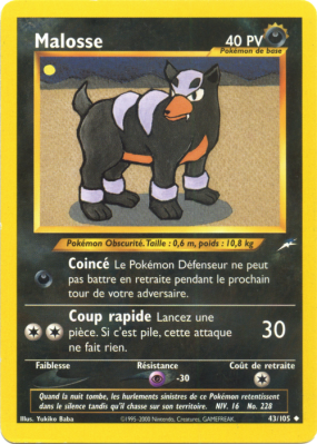 Carte Pokémon Malosse 43/105 Peu commune Neo Destiny