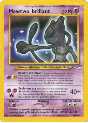 Carte Pokémon Mewtwo brillant 109/105 Ultra Rare Neo Destiny