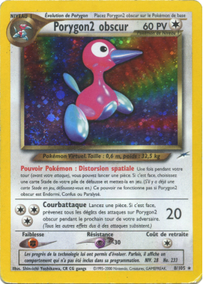 Carte Pokémon Porygon2 obscur 8/105 Holographique Neo Destiny
