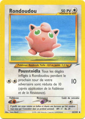 Carte Pokémon Rondoudou 44/105 Peu commune Neo Destiny
