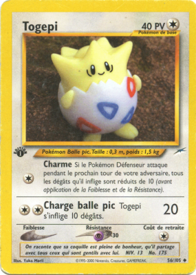 Carte Pokémon Togepi 56/105 Peu commune Neo Destiny