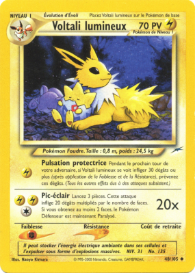 Carte Pokémon Voltali lumineux 48/105 Peu commune Neo Destiny