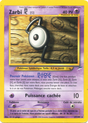 Carte Pokémon Zarbi G 27/105 Rare Neo Destiny