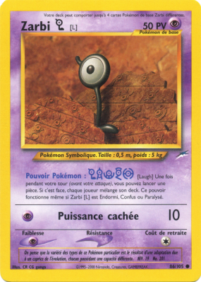 Carte Pokémon Zarbi L 86/105 Commune Neo Destiny