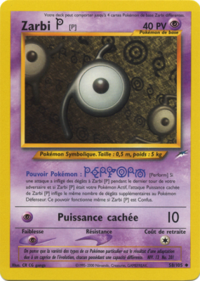 Carte Pokémon Zarbi P 58/105 Peu commune Neo Destiny