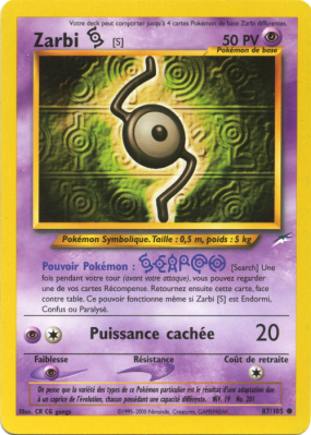 Carte Pokémon Zarbi S 87/105 Commune Neo Destiny