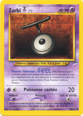 Carte Pokémon Zarbi T 88/105 Commune Neo Destiny
