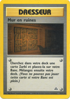 Carte Pokémon Mur en ruines 74/75 Peu commune Neo Discovery