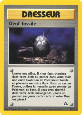 Carte Pokémon Oeuf fossile 72/75 Peu commune Neo Discovery