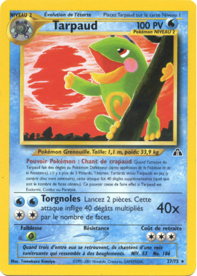 Carte Pokémon Tarpaud 27/75 Rare Neo Discovery