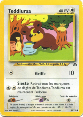 Carte Pokémon Teddiursa 65/75 Commune Neo Discovery