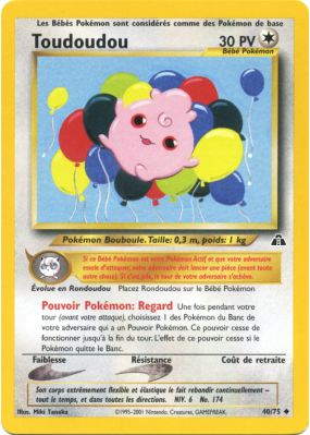 Carte Pokémon Toudoudou 40/75 Peu commune Neo Discovery
