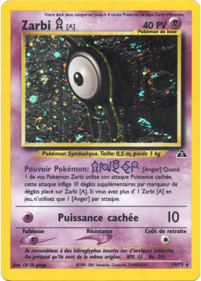 Carte Pokémon Zarbi A 14/75 Holographique Neo Discovery