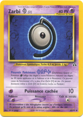 Carte Pokémon Zarbi D 47/75 Peu commune Neo Discovery