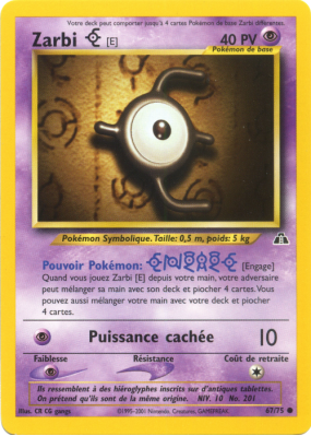 Carte Pokémon Zarbi E 67/75 Commune Neo Discovery