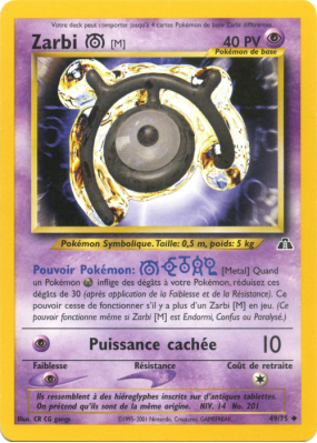 Carte Pokémon Zarbi M 49/75 Peu commune Neo Discovery