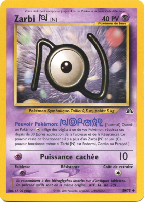 Carte Pokémon Zarbi N 50/75 Peu commune Neo Discovery