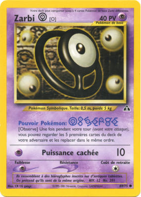 Carte Pokémon Zarbi O 69/75 Commune Neo Discovery