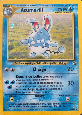 Carte Pokémon Azumarill 2/111 Holographique Neo Genesis